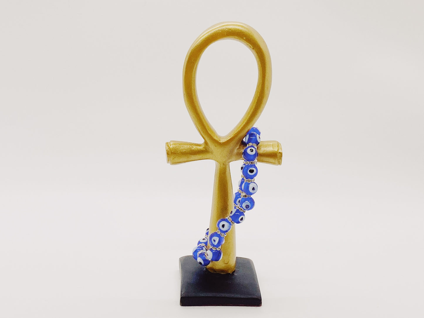 Blue rhinestone evil eye bracelet